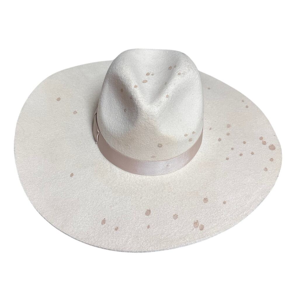 Lack of Color Speckled White Wool Rancher Fedora Hat Medium 57cm EUC Coachella M - Picture 2 of 6